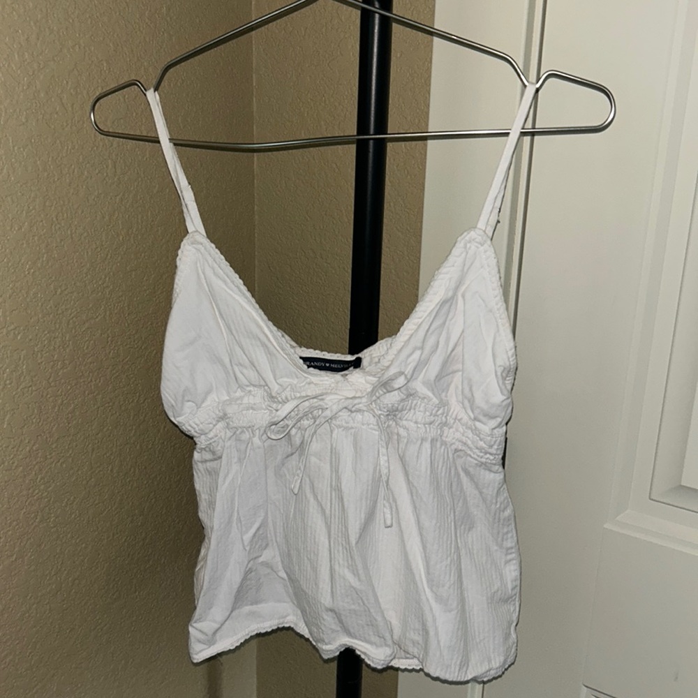 John Galt/ Brandy Melville White Edith Lace Trim Tank Top